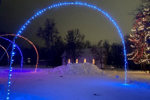 colourful lights in winter scene